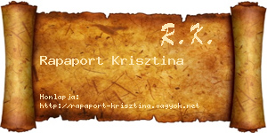Rapaport Krisztina névjegykártya